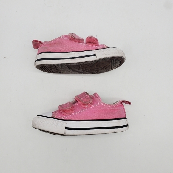 CONVERSE SHOES LITTLE KIDS 5C CHUCK TAYLOR ALL STAR HOOK AND LOOP OX PINK - Picture 10 of 11
